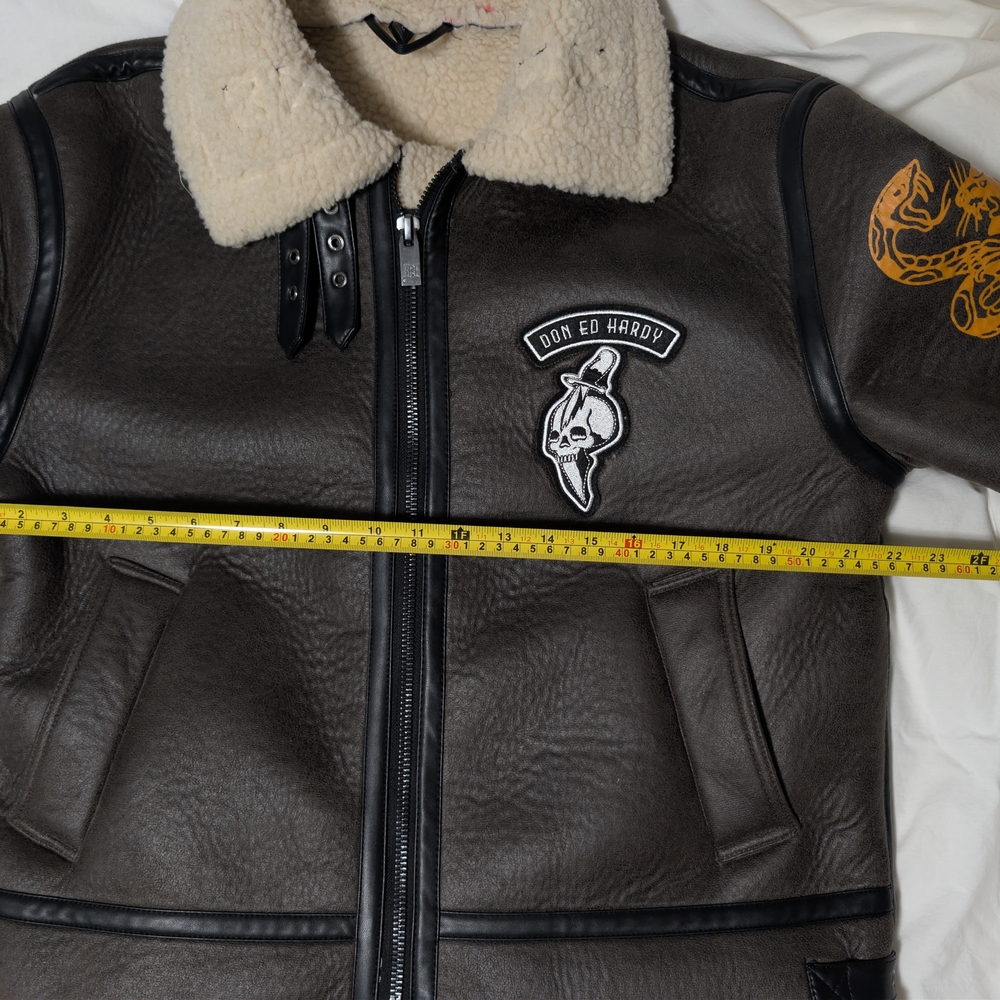 Ed Hardy Gray and Cream Varsity Jacket - Picture 3 of 6